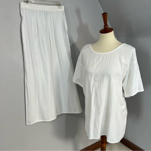 Vintage white cotton gauze two piece co ord skirt set vacay beach lounge cruise - Picture 11 of 11